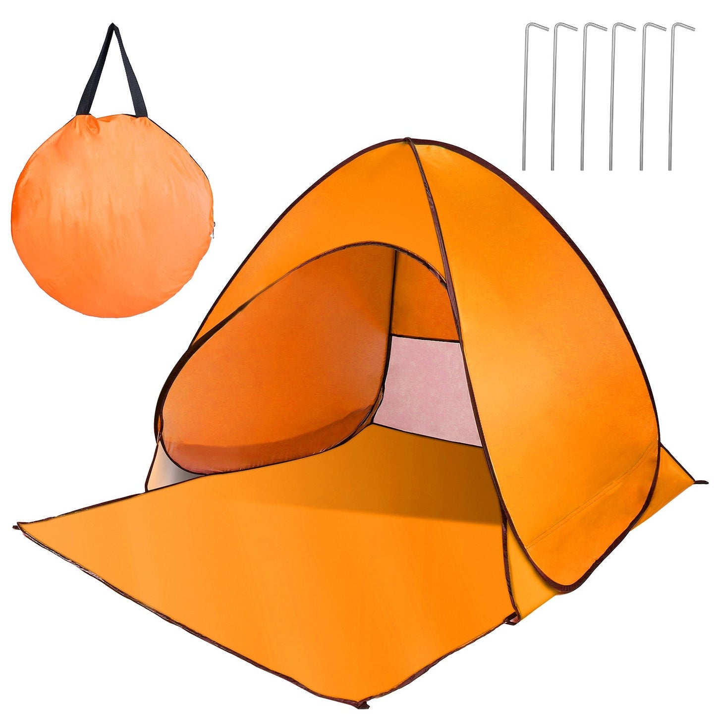 GemGear orange pop-up beach tent anti-UV sun shade shelter with carry bag and 6 stakes on Tampa Home & Garden Store