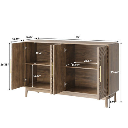 Sideboard Buffet Cabinet dark brown with carved doors, adjustable shelves by HouseOfZazla on Tampa Home & Garden Store