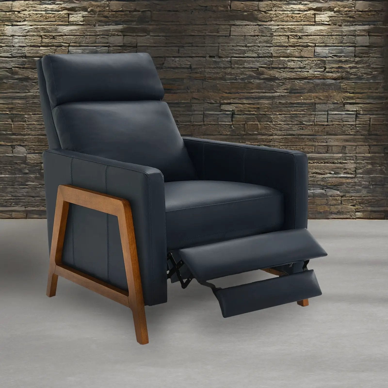 Richland push-back recliner with gray upholstery and wood frame by Unique Piece Furniture on Tampa Home & Garden Store