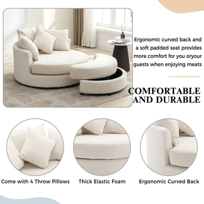 360° Swivel Accent Barrel Chair with Storage Ottoman in beige fabric by Unique Piece Furniture on Tampa Home & Garden Store