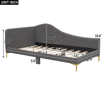 Upholstered Daybed with Headboard and Armrest