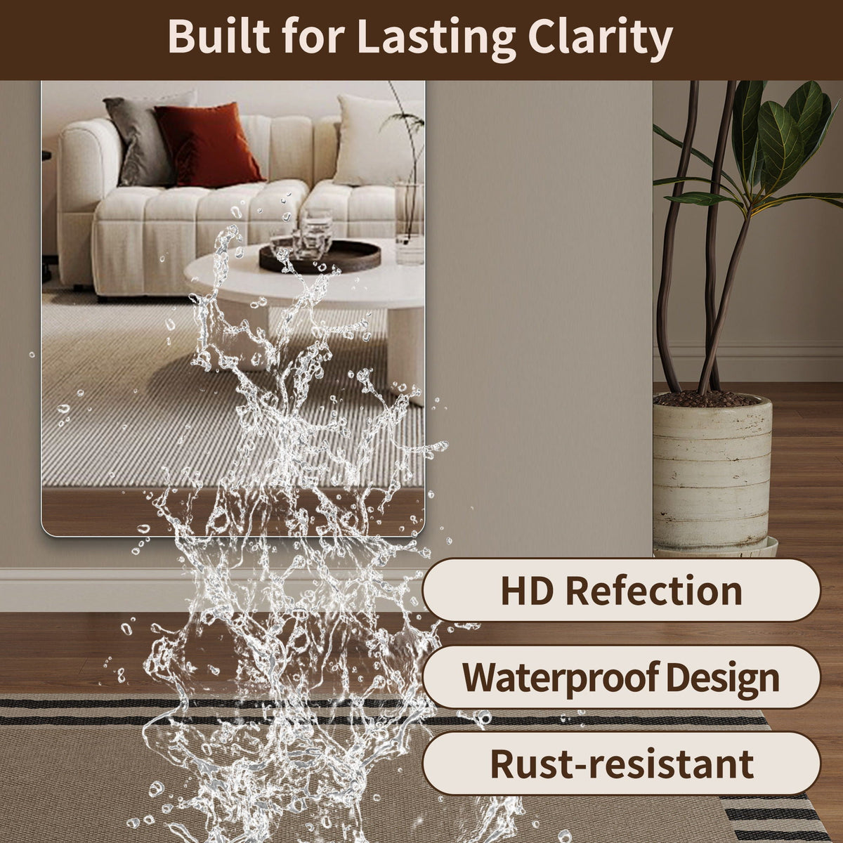 HouseOfZazla Full Body Round Corner Mirror, rust-resistant wall mirror on Tampa Home & Garden Store