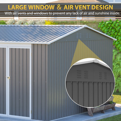 12x10 Ft Outdoor Metal Tool and Storage Shed