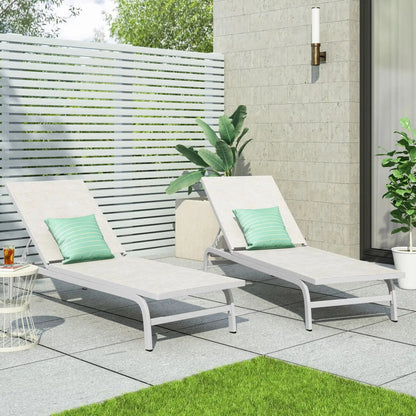 Finn Contemporary Chaise Lounge outdoor set with white frames and turquoise cushions, 2 on Tampa Home & Garden Store