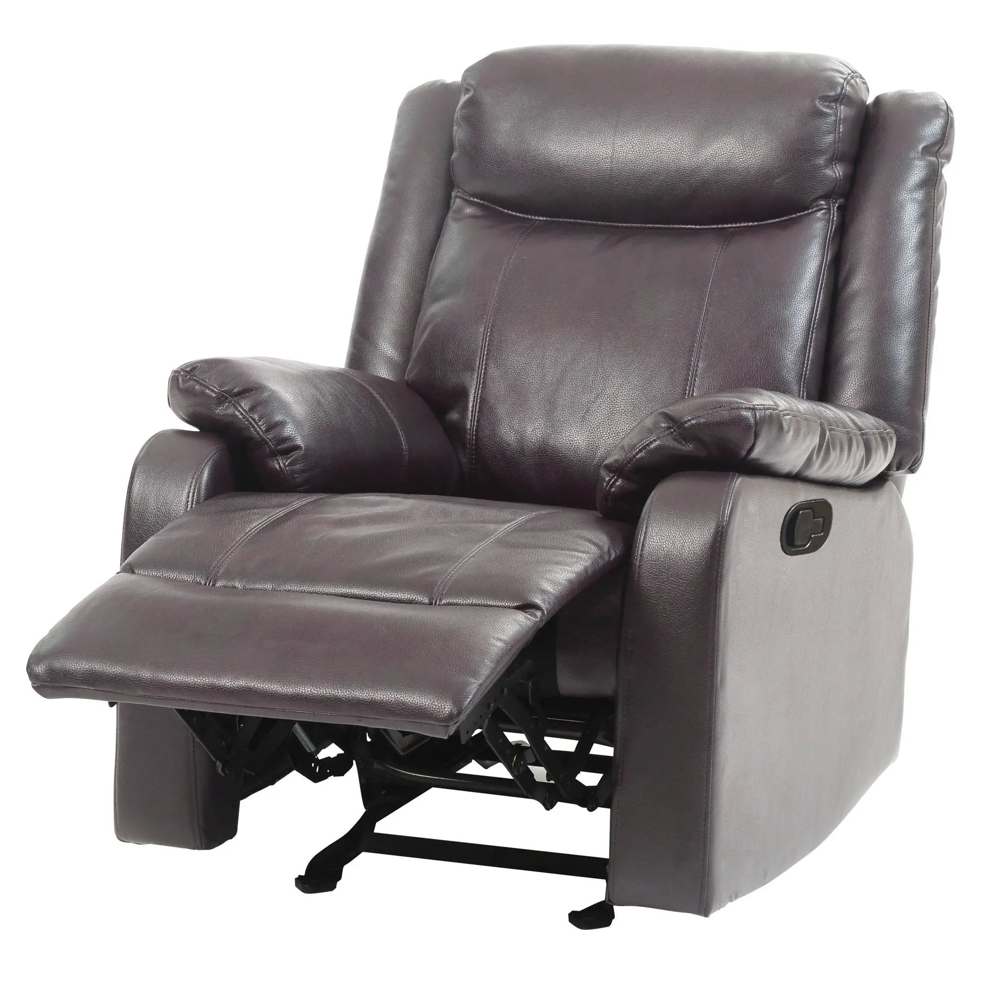 Ward Rocker Recliner dark brown leather with extended footrest on Tampa Home & Garden Store
