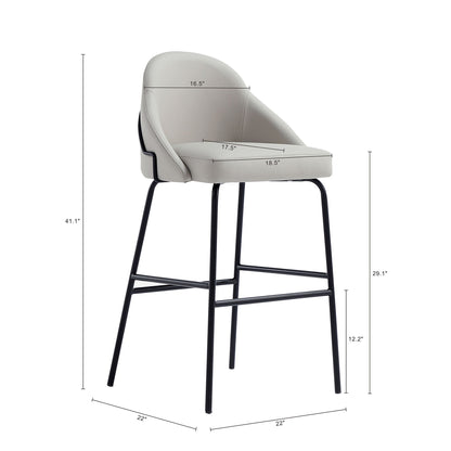 Gracie Upholstered Barstool light gray faux leather, HouseOfZazla bar height 28–30 in on Tampa Home & Garden Store