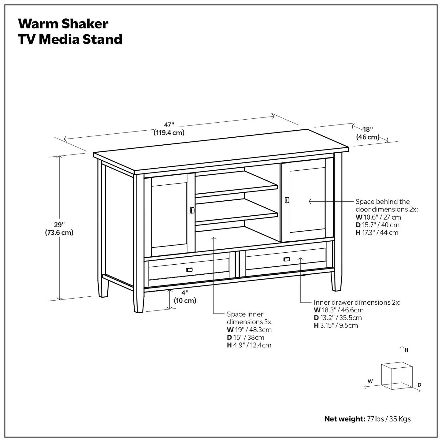 Warm Shaker TV Media Stand by Unique Piece Furniture with open shelves and two drawers on Tampa Home & Garden Store