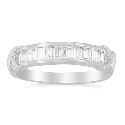Sterling silver baguette-cut diamond channel ring X-Station, 1/2 cttw, H-I, I1-I2, size 6-1/2 on Tampa Home & Garden Store