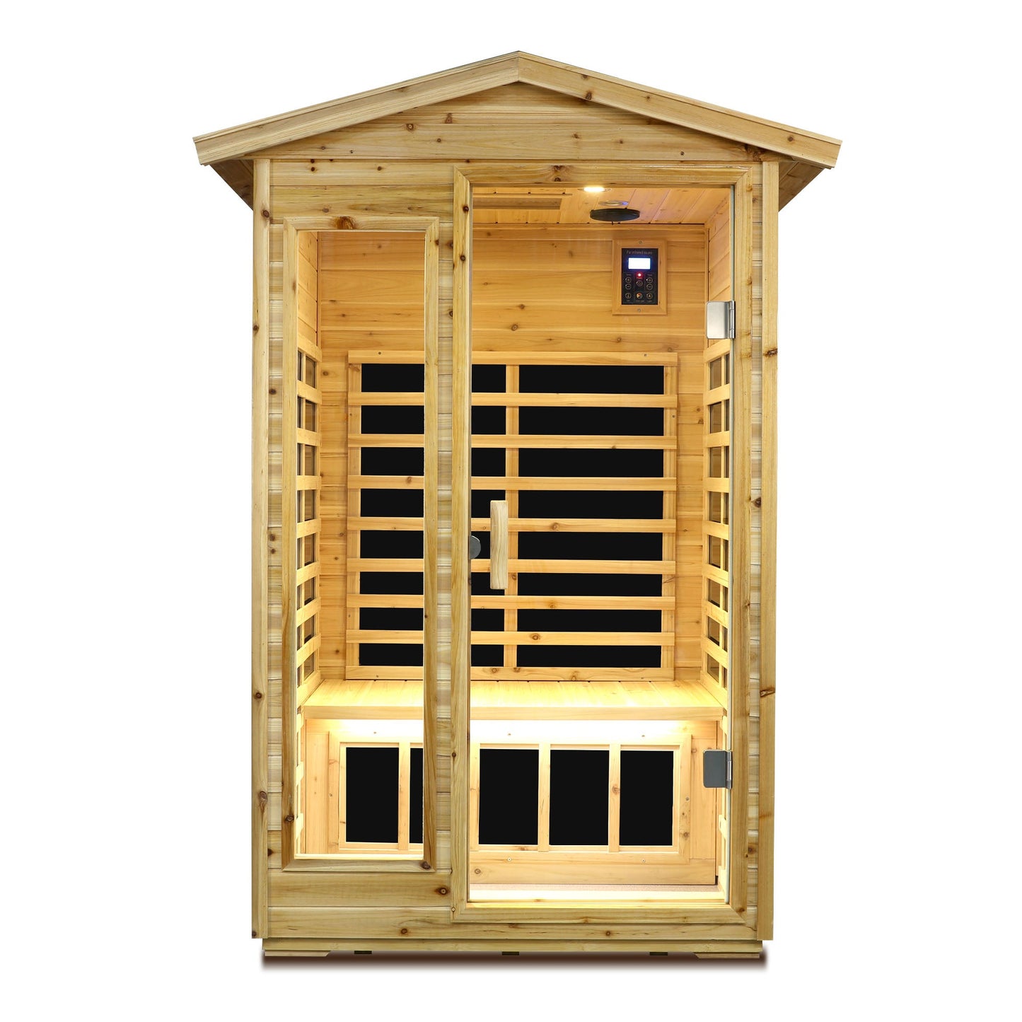 Two Person Far Infrared Old Fir Outdoor Sauna Room by HouseOfZazla, fir wood with glass door on Tampa Home & Garden Store