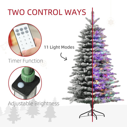 6.5 ft Pre-Lit Snow Flocked Mountain Pine Christmas Tree by HouseOfZazla with 11 light modes on Tampa Home & Garden Store