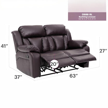 Cozy padded reclining loveseat in dark brown by HouseOfZazla, reclining chaise longue on Tampa Home & Garden Store