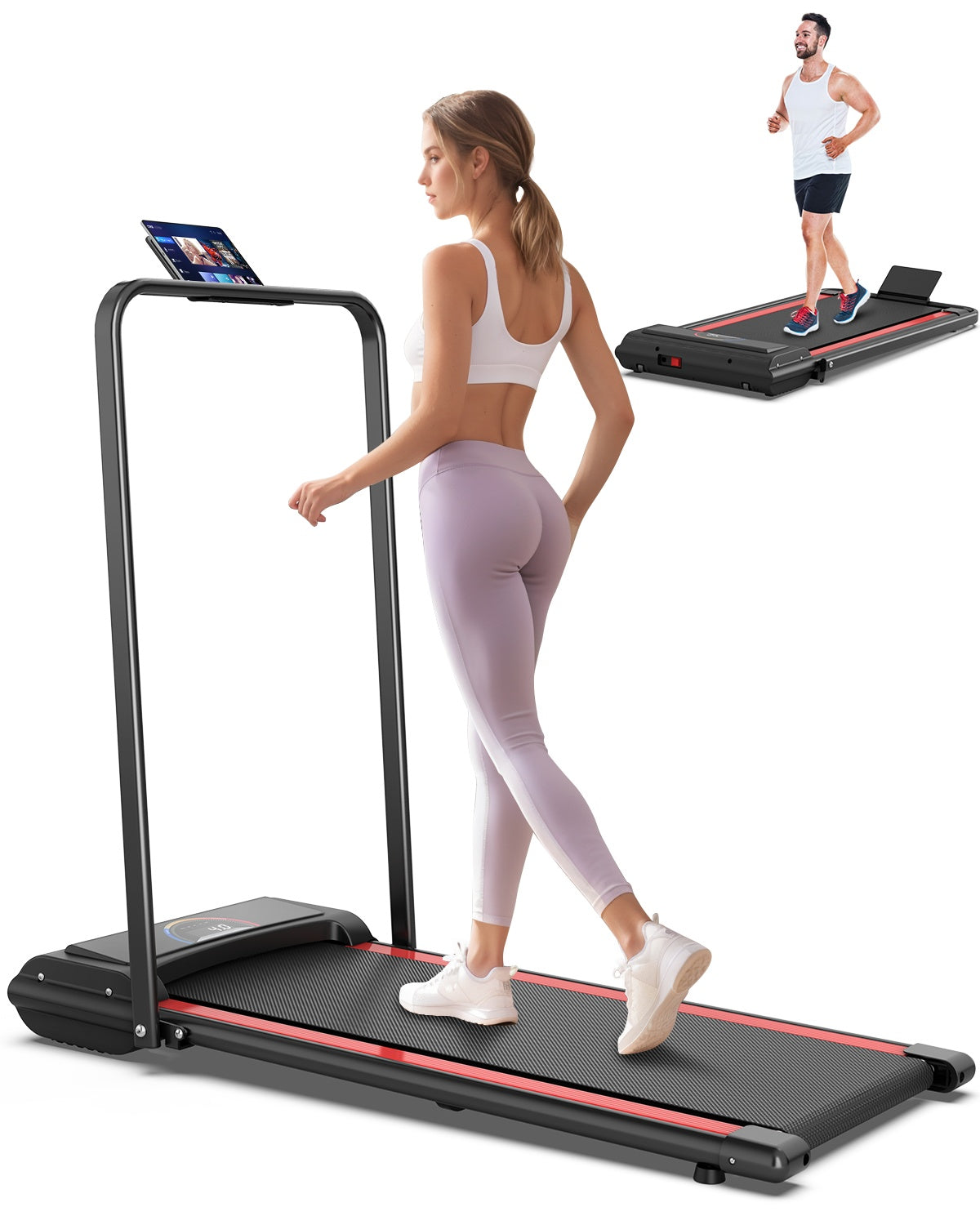 UpTrend Deals Folding Home Treadmill, black treadmill with tablet stand; two treadmills on Tampa Home & Garden Store