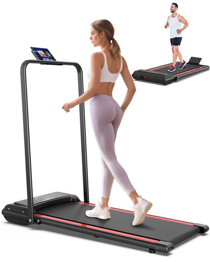 UpTrend Deals Folding Home Treadmill, black treadmill with tablet stand; two treadmills on Tampa Home & Garden Store