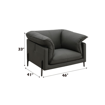 Top Grain Leather Arm Chair with Memory Foam Cushions Black by HouseOfZazla, 46W x 41D x 33H on Tampa Home & Garden Store