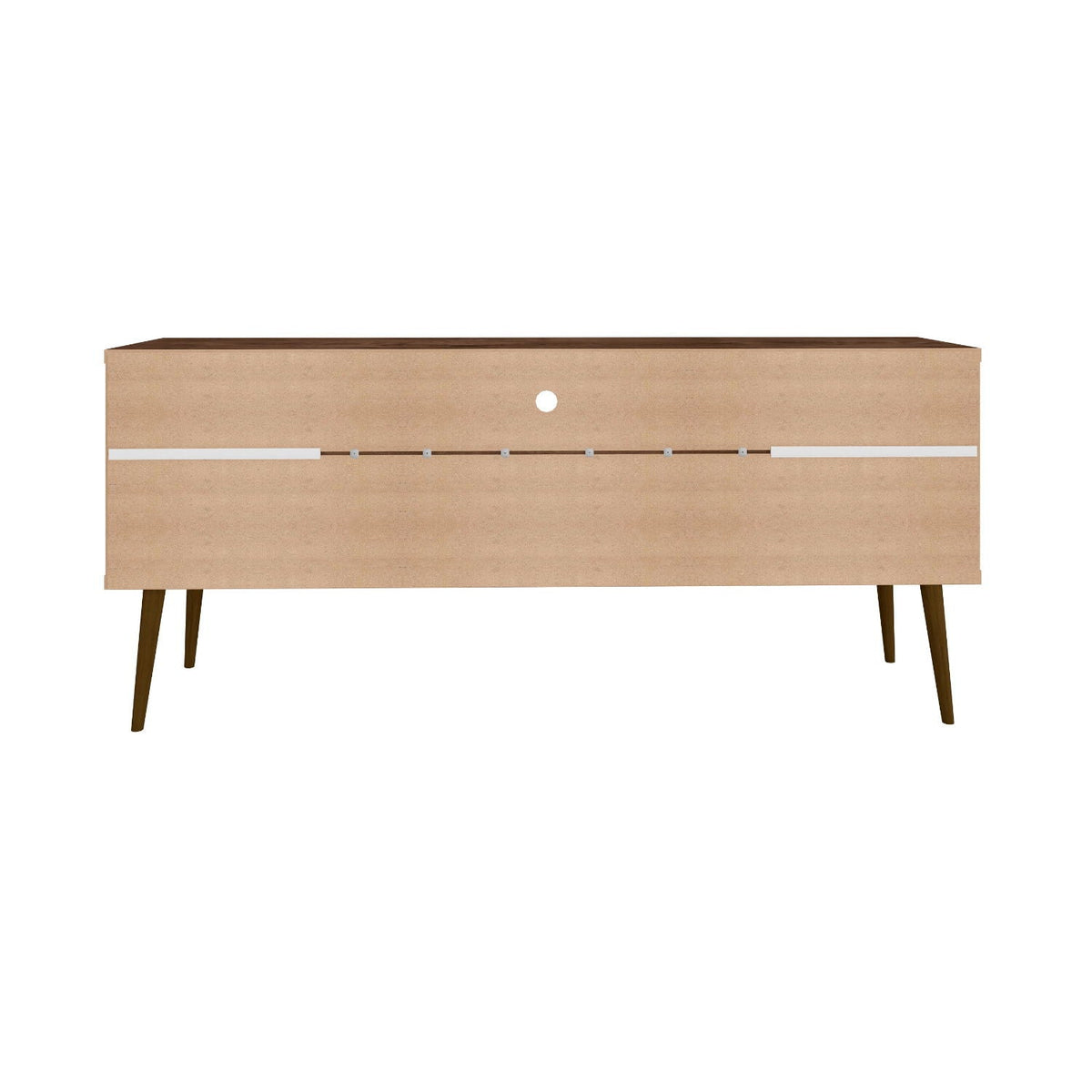Bradley Modern TV Stand by HouseOfZazla in light oak with dark top; concealed storage on Tampa Home & Garden Store