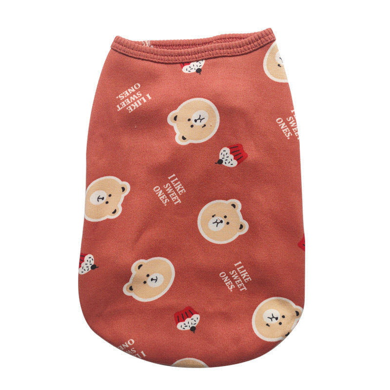 Pet plush vest for autumn and winter with bear-print rust fabric, Pet Zen on Tampa Home & Garden Store