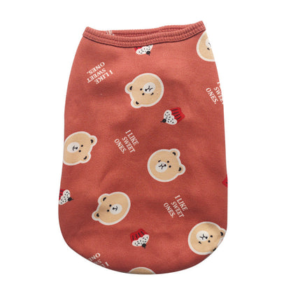 Pet plush vest for autumn and winter with bear-print rust fabric, Pet Zen on Tampa Home & Garden Store