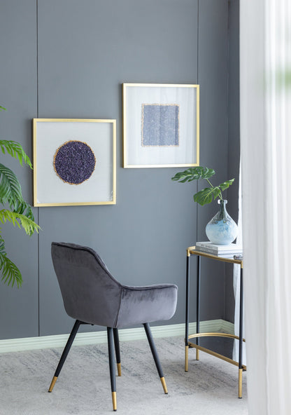 Lillian Améthyste Shadow Box Duo wall art: two gold frames purple circle blue square on Tampa Home & Garden Store