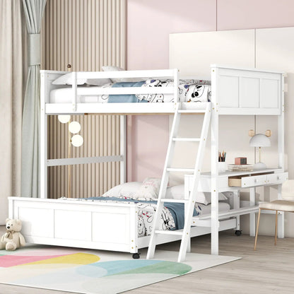 Full Over Full Bunk Bed With Desk and Storage