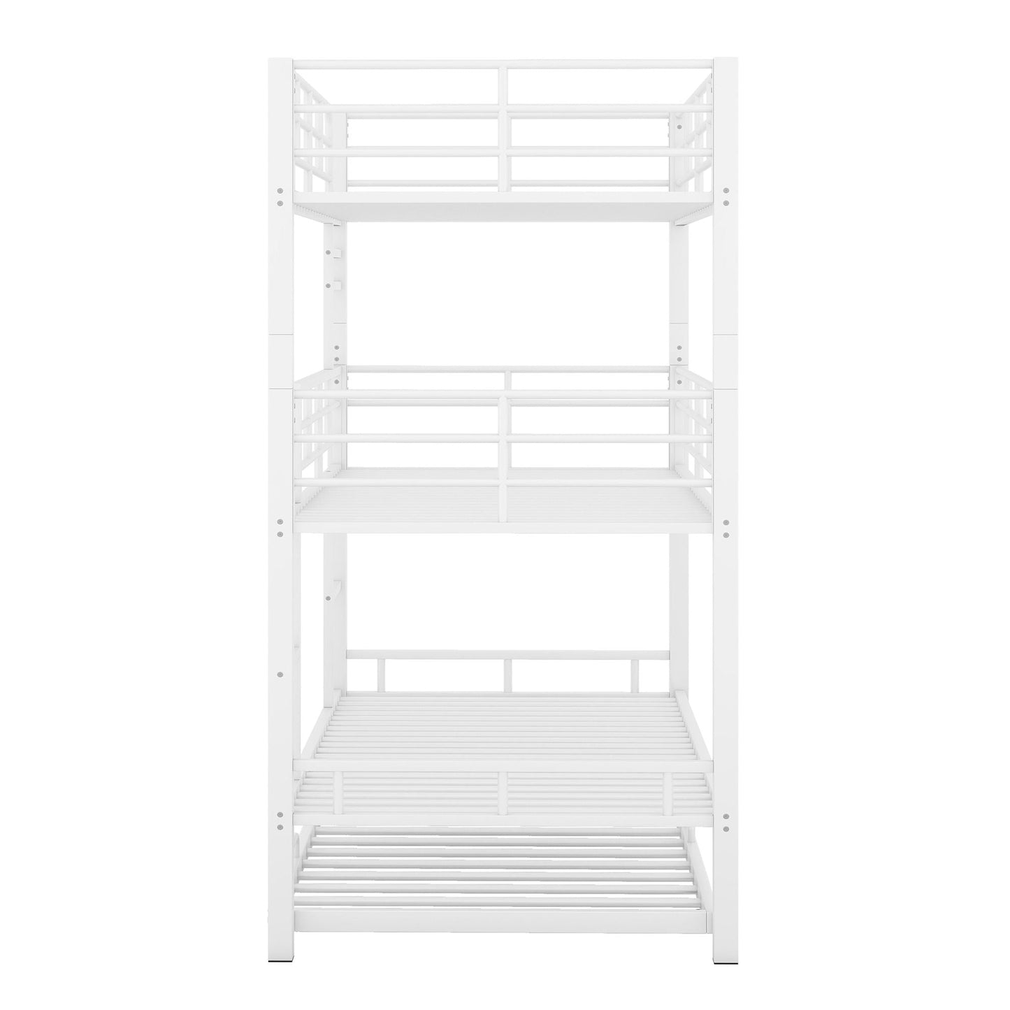 Triple bunk bed with trundle in white heavy-duty steel construction on Tampa Home & Garden Store