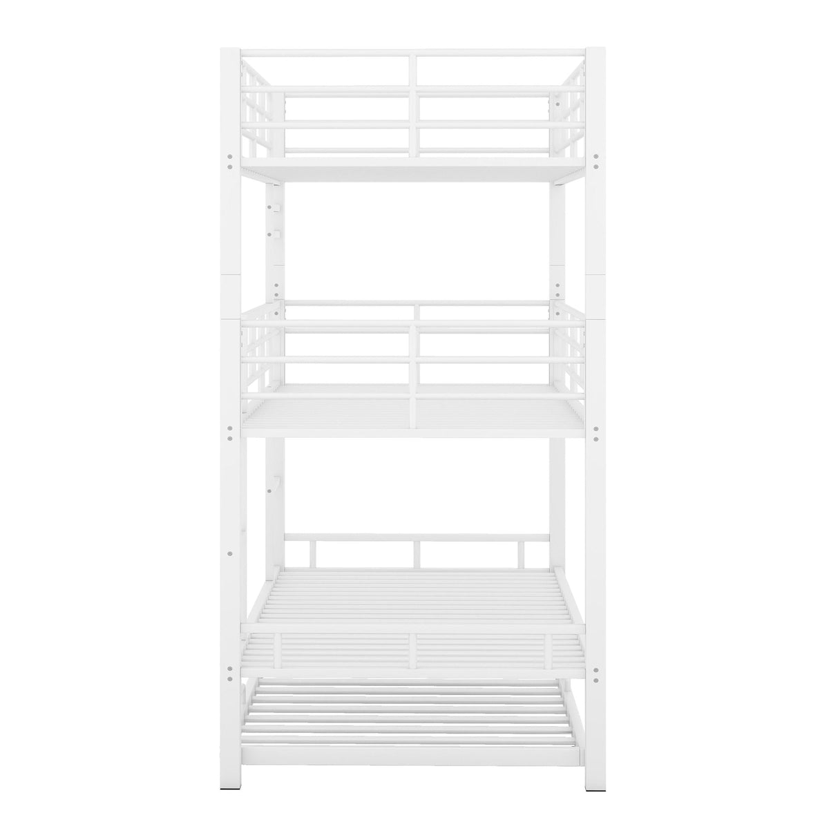 Triple bunk bed with trundle in white heavy-duty steel construction on Tampa Home & Garden Store