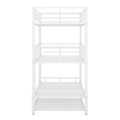 Triple bunk bed with trundle in white heavy-duty steel construction on Tampa Home & Garden Store