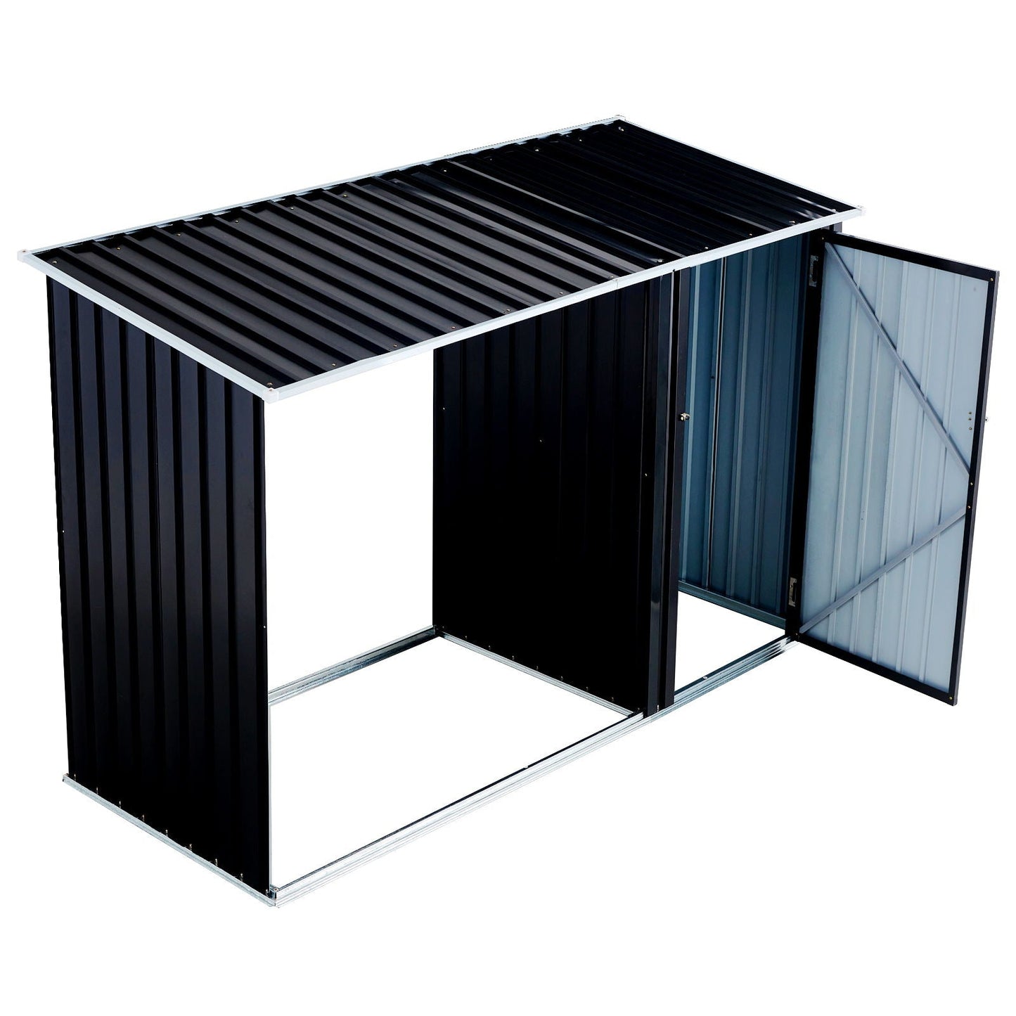 Outdoor Galvanized Firewood and Storage Shed