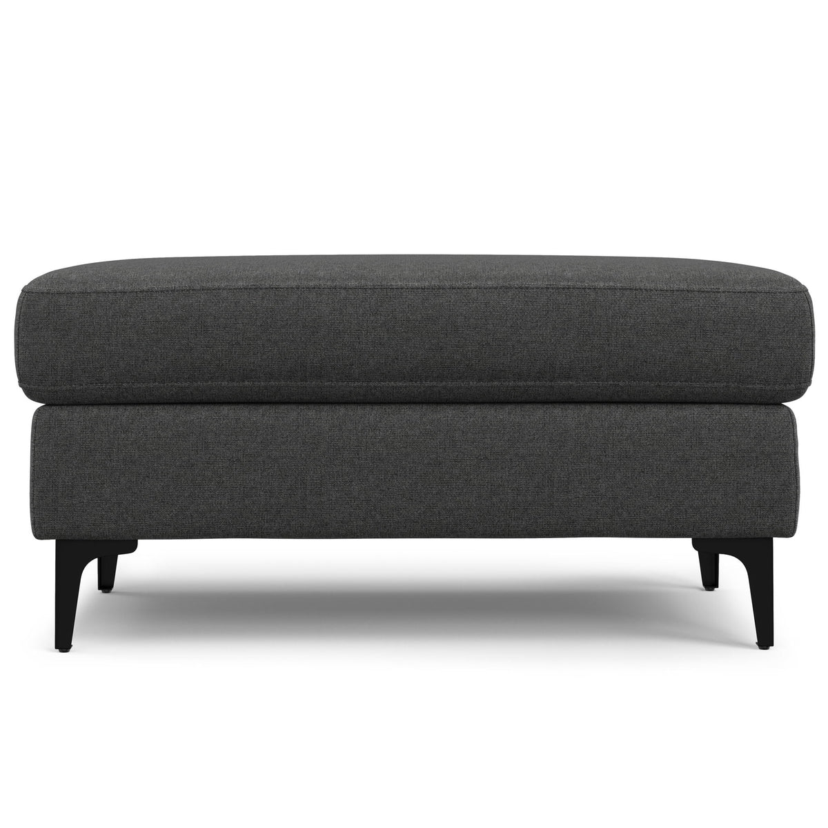 Mid Century Lounge Ottoman pair in charcoal gray fabric with black curved legs on Tampa Home & Garden Store