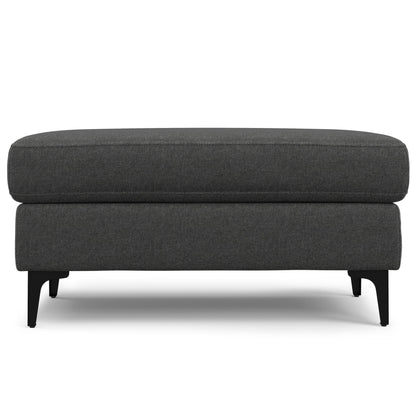 Mid Century Lounge Ottoman pair in charcoal gray fabric with black curved legs on Tampa Home & Garden Store