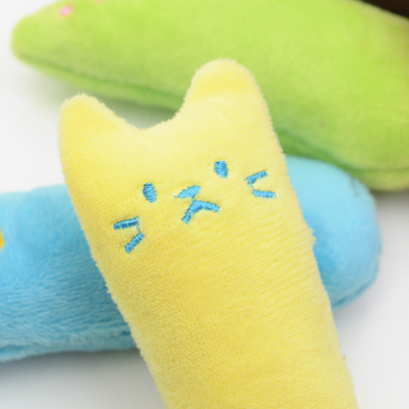 Yellow plush catnip toy with blue embroidered face by Sell My Stuff on Tampa Home & Garden Store