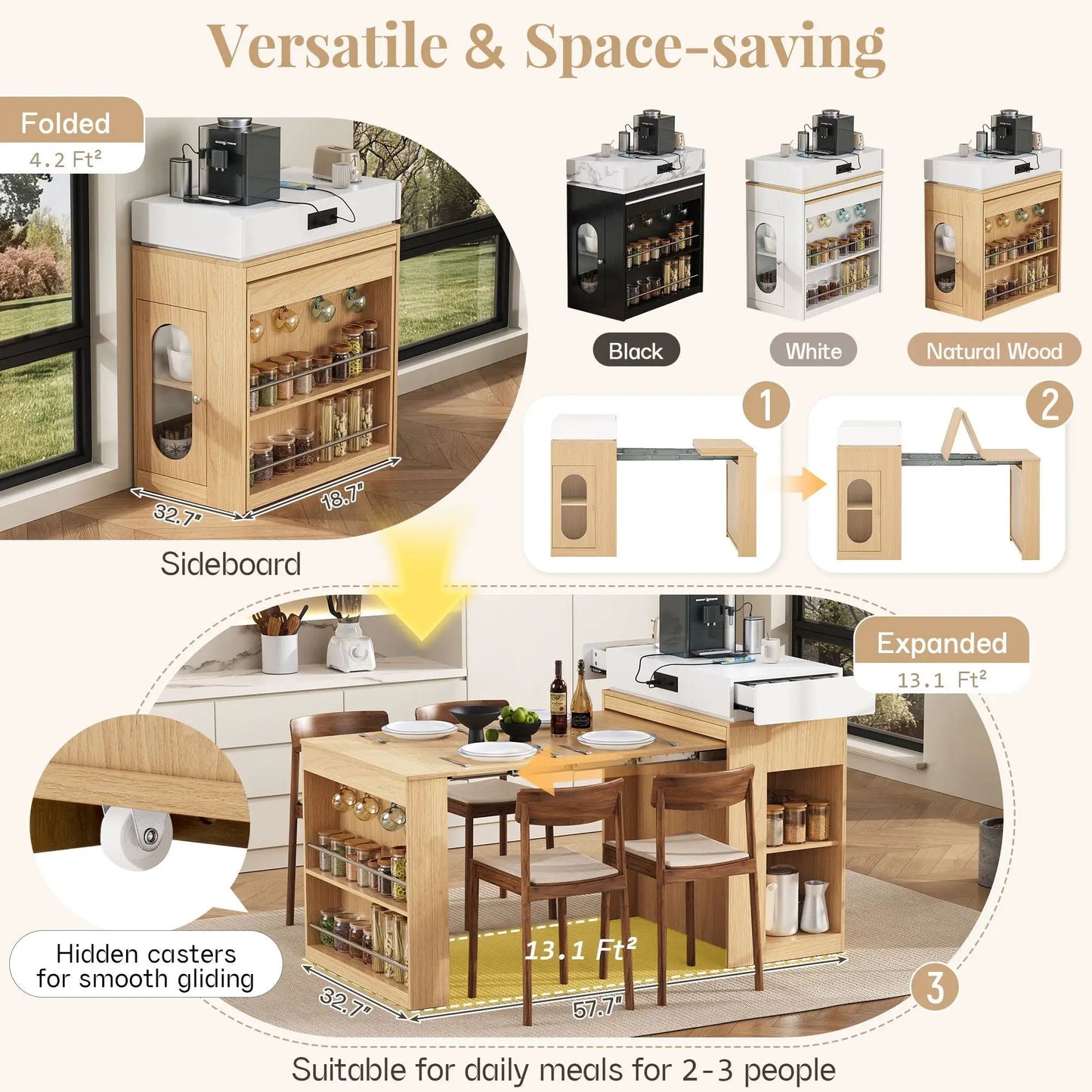 Extendable Dining Table With Folding Top