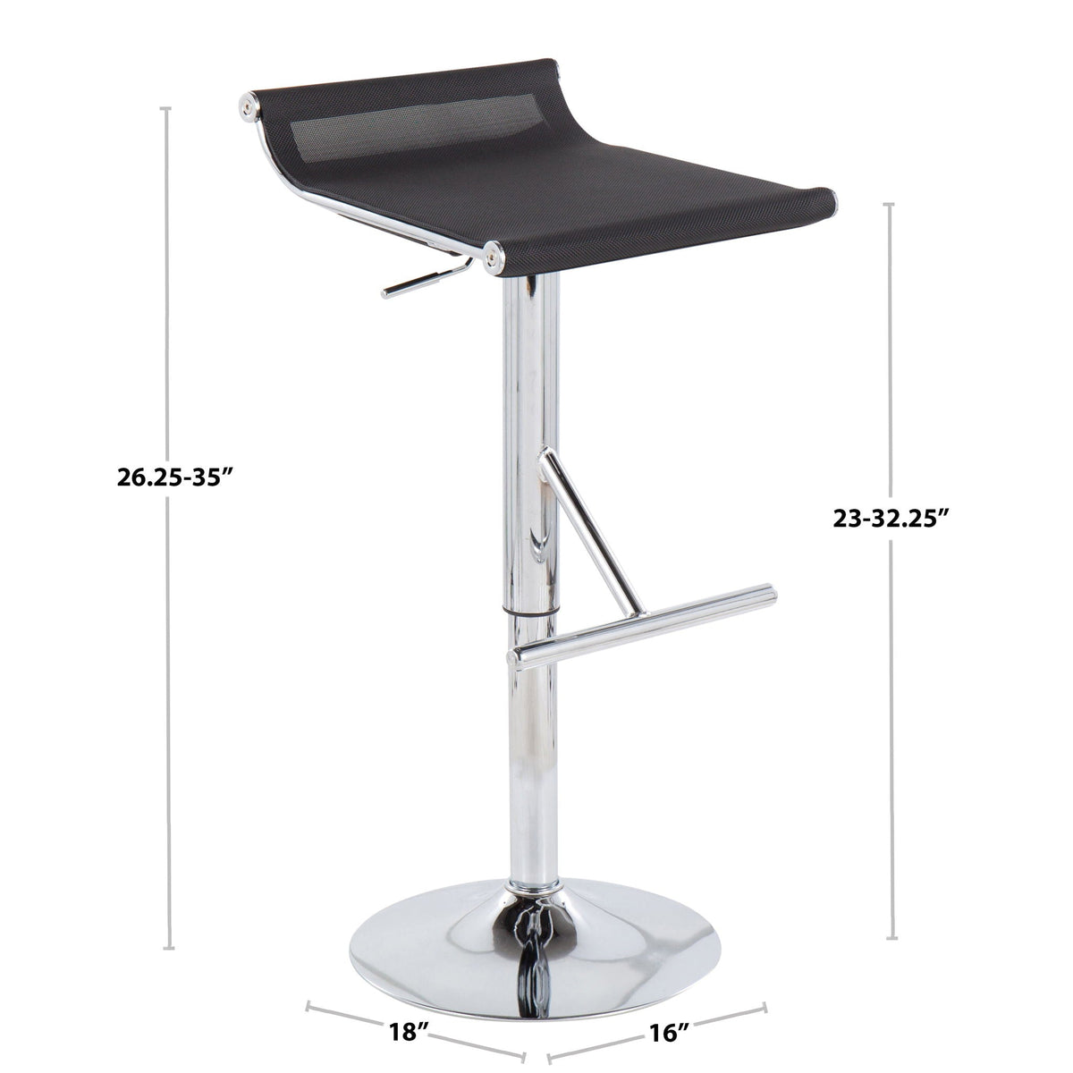 Adjustable bar stool by HouseOfZazla with swivel, black mesh seat and chrome base footrest on Tampa Home & Garden Store