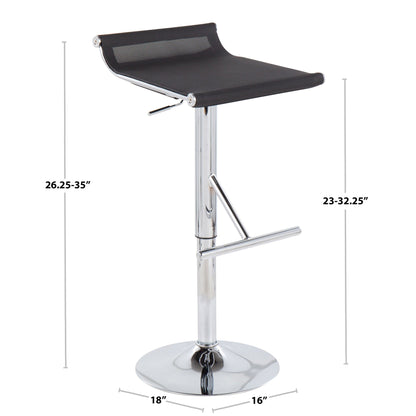 Adjustable bar stool by HouseOfZazla with swivel, black mesh seat and chrome base footrest on Tampa Home & Garden Store