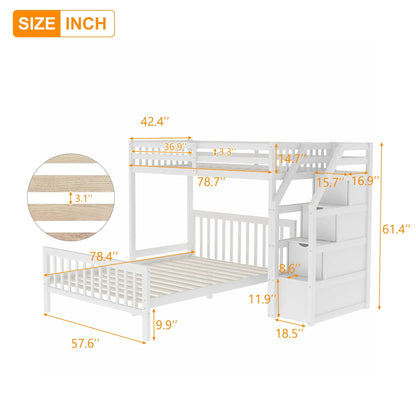 Loft Bed with Staircase and Storage Grids