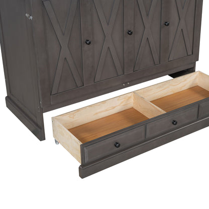 Solid pine Murphy bed chest with X-pattern cabinet doors, dark finish, and large storage drawer on Tampa Home & Garden Store