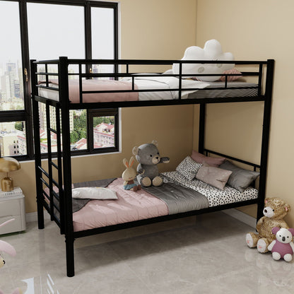 Metal Convertible Bunk Bed Frame with Guardrail