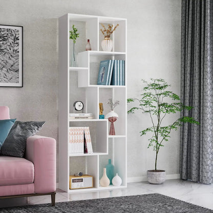 Asymmetrical Display Shelf & Bookcase 5 Tier white etagere by Unique Piece Furniture on Tampa Home & Garden Store