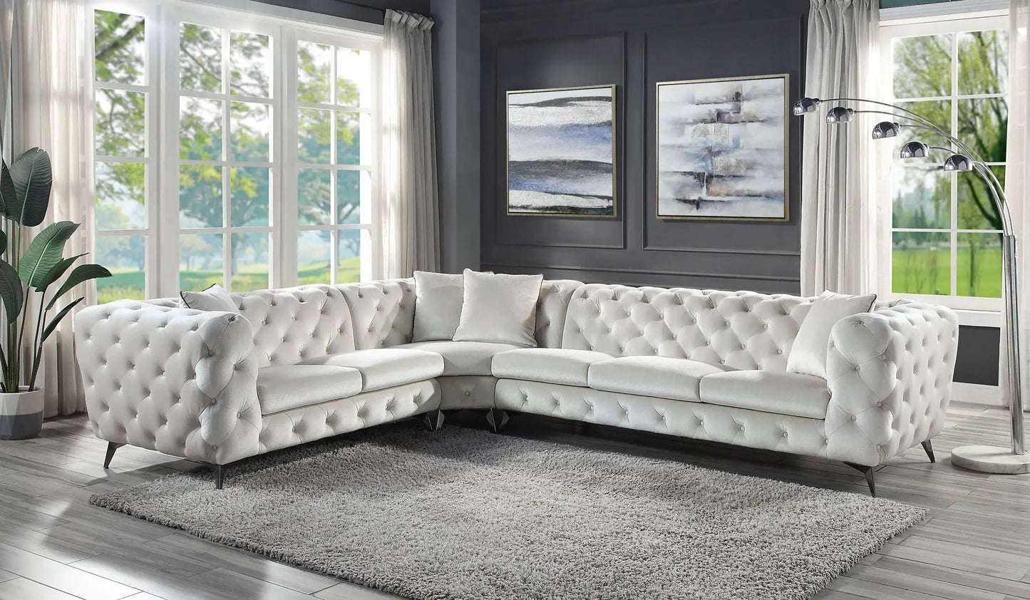 Atronia beige sectional sofa with 4 pillows, tufted upholstery by Unique Piece Furniture on Tampa Home & Garden Store