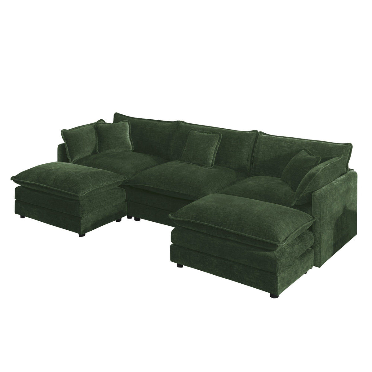 U-Shaped Sectional Sofa HouseOfZazla in emerald green velvet with reversible footrest on Tampa Home & Garden Store
