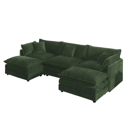 U-Shaped Sectional Sofa HouseOfZazla in emerald green velvet with reversible footrest on Tampa Home & Garden Store