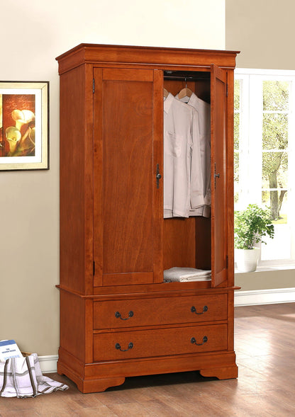 Traditional armoire with hanging bar in warm cherry finish; HouseOfZazla chifforobe on Tampa Home & Garden Store