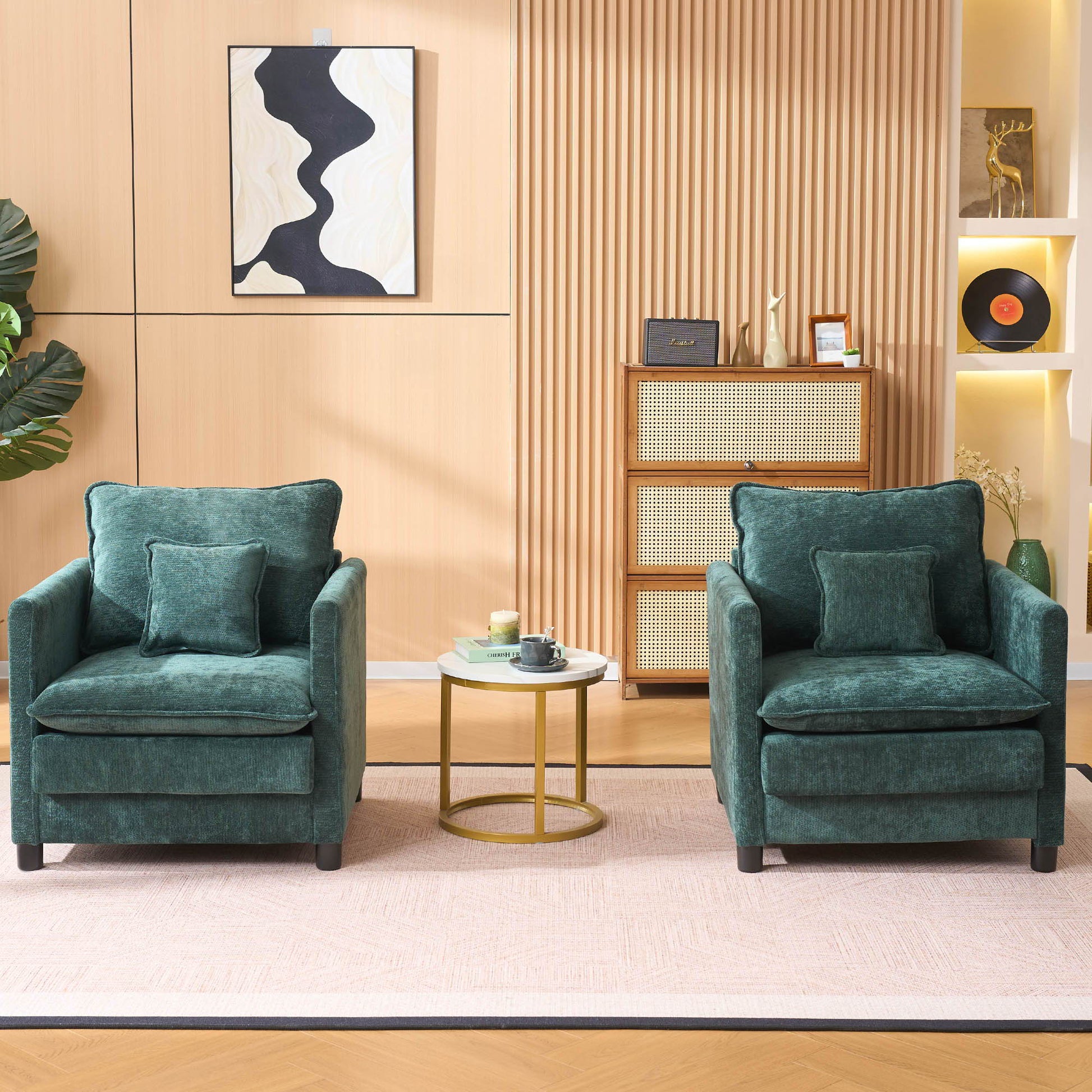 Modern Reading Armchairs teal velvet pair with plush cushions by HouseOfZazla on Tampa Home & Garden Store