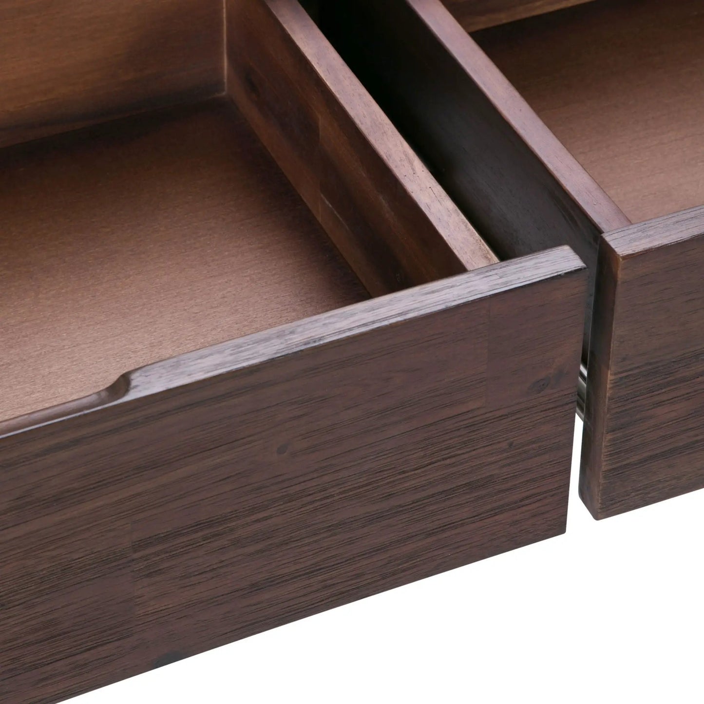 Lowry handcrafted console sofa table dark brown solid wood with interior divider on Tampa Home & Garden Store
