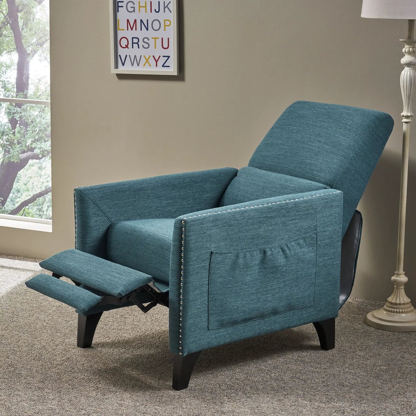 Kiersten Contemporary Fabric Pushback Recliner