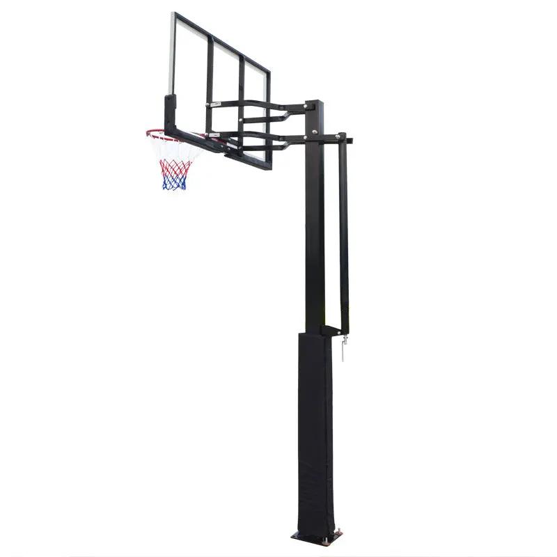 Basketball hoop stand buried, height adjustable, black steel backboard and rim by FLIPSTYLEZLLC on Tampa Home & Garden Store