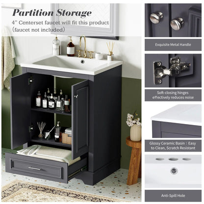 Bathroom Vanity With Ceramic Sink and Cabinet