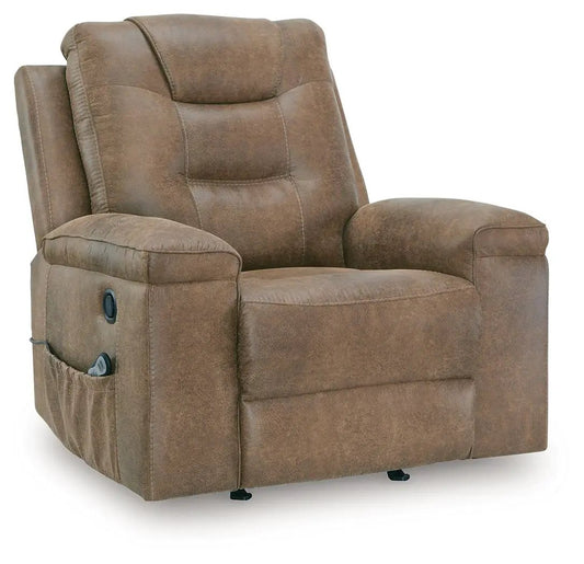 Stockworth rocker recliner in brown faux leather upholstery by Unique Piece Furniture on Tampa Home & Garden Store