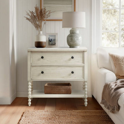 Beckett 2-drawer accent chest with solid wood frame in beige finish by HouseOfZazla on Tampa Home & Garden Store