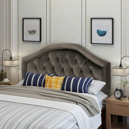 Kaarina Contemporary Tufted Fabric Headboard gray upholstered by HouseOfZazla on Tampa Home & Garden Store