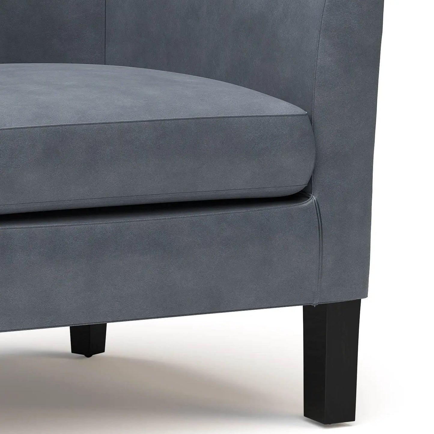 Austin Transitional Tub Chair in blue-gray upholstery with dark wooden legs on Tampa Home & Garden Store